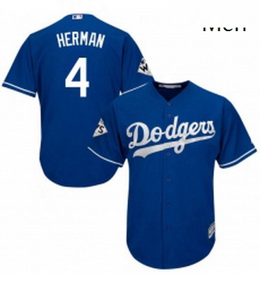 Mens Majestic Los Angeles Dodgers 4 Babe Herman Replica Royal Blue Alternate 2017 World Series Bound