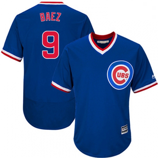 Mens Majestic Chicago Cubs 9 Javier Baez Royal Blue Flexbase Authentic Collection Cooperstown MLB Je