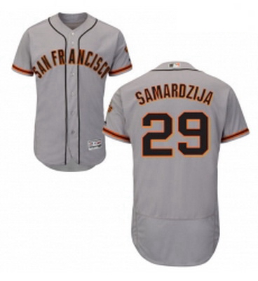 Mens Majestic San Francisco Giants 29 Jeff Samardzija Grey Road Flex Base Authentic Collection MLB J