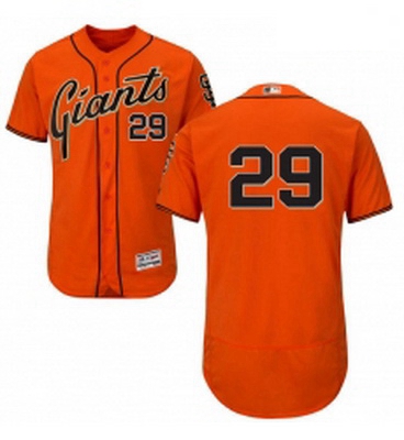 Mens Majestic San Francisco Giants 29 Jeff Samardzija Orange Alternate Flex Base Authentic Collectio