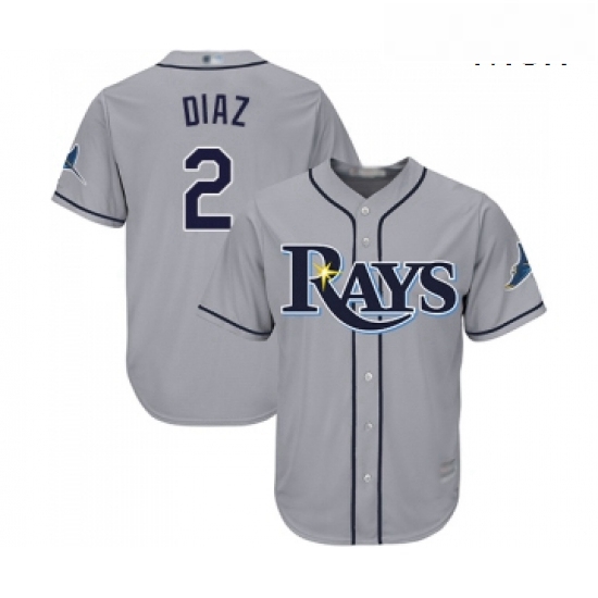 Mens Tampa Bay Rays 2 Yandy Diaz Replica Grey Road Cool Base Baseball Jersey