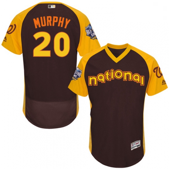 Mens Majestic Washington Nationals 20 Daniel Murphy Brown 2016 All Star National League BP Authentic