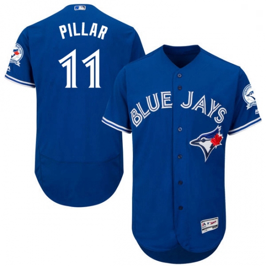 Mens Majestic Toronto Blue Jays 11 Kevin Pillar Blue Alternate Flex Base Authentic Collection MLB Je