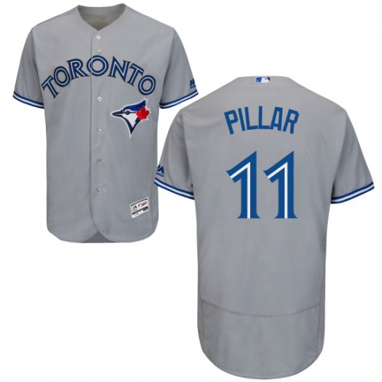 Mens Majestic Toronto Blue Jays 11 Kevin Pillar Grey Road Flex Base Authentic Collection MLB Jersey