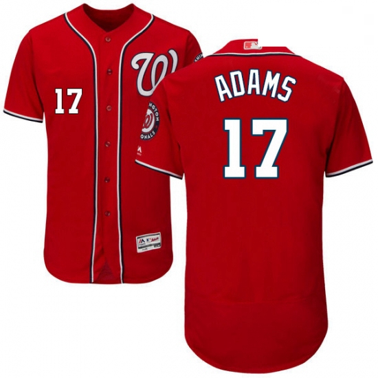 Mens Majestic Washington Nationals 17 Matt Adams Red Alternate Flex Base Authentic Collection MLB Je