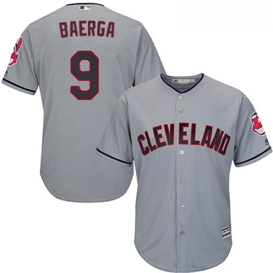 Youth Majestic Cleveland Indians 9 Carlos Baerga Replica Grey Road Cool Base MLB Jersey