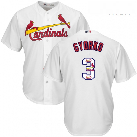 Mens Majestic St Louis Cardinals 3 Jedd Gyorko Authentic White Team Logo Fashion Cool Base MLB Jerse