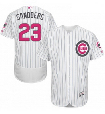 Mens Majestic Chicago Cubs 23 Ryne Sandberg Authentic White 2016 Mothers Day Fashion Flex Base MLB J