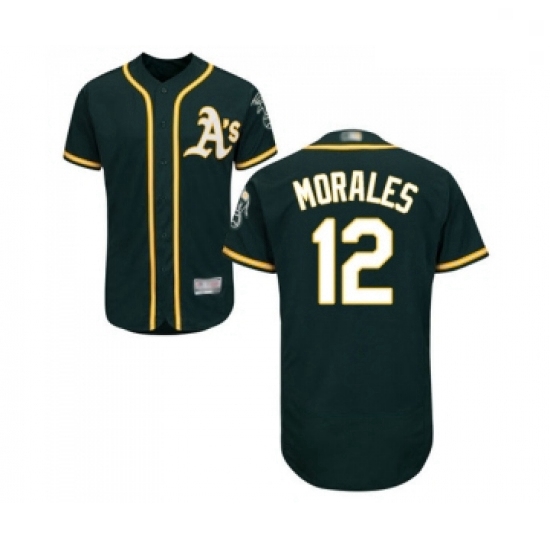 Mens Oakland Athletics 12 Kendrys Morales Green Alternate Flex Base Authentic Collection Baseball Je