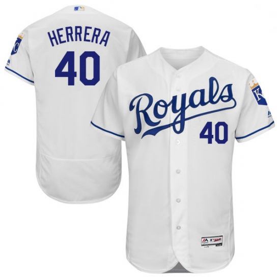 Mens Majestic Kansas City Royals 40 Kelvin Herrera White Flexbase Authentic Collection MLB Jersey