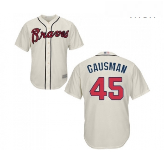 Mens Atlanta Braves 45 Kevin Gausman Replica Cream Alternate 2 Cool Base Baseball Jersey