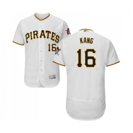 Mens Pittsburgh Pirates 16 Jung ho Kang White Home Flex Base Authentic Collection Baseball Jersey