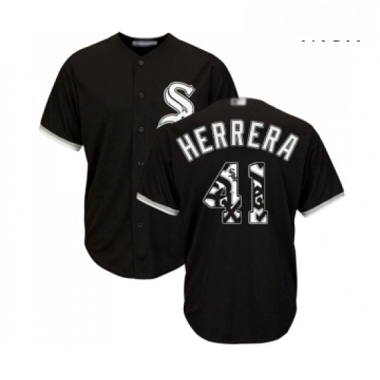 Mens Chicago White Sox 41 Kelvin Herrera Authentic Black Team Logo Fashion Cool Base Baseball Jersey