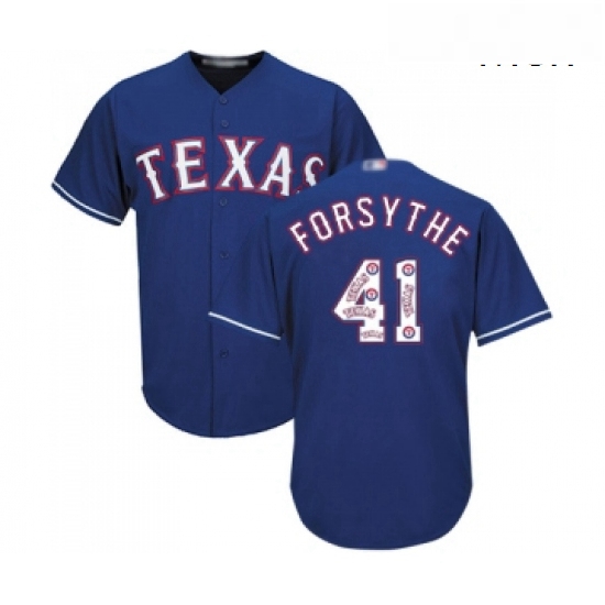 Mens Texas Rangers 41 Logan Forsythe Authentic Royal Blue Team Logo Fashion Cool Base Baseball Jerse