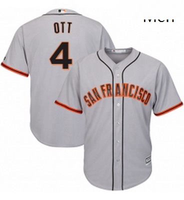 Mens Majestic San Francisco Giants 4 Mel Ott Replica Grey Road Cool Base MLB Jersey