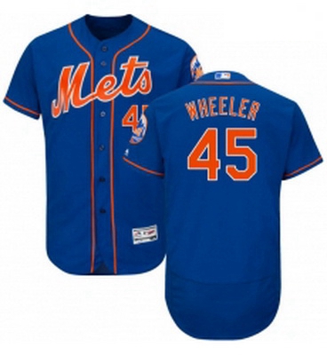 Mens Majestic New York Mets 45 Zack Wheeler Royal Blue Alternate Flex Base Authentic Collection MLB 