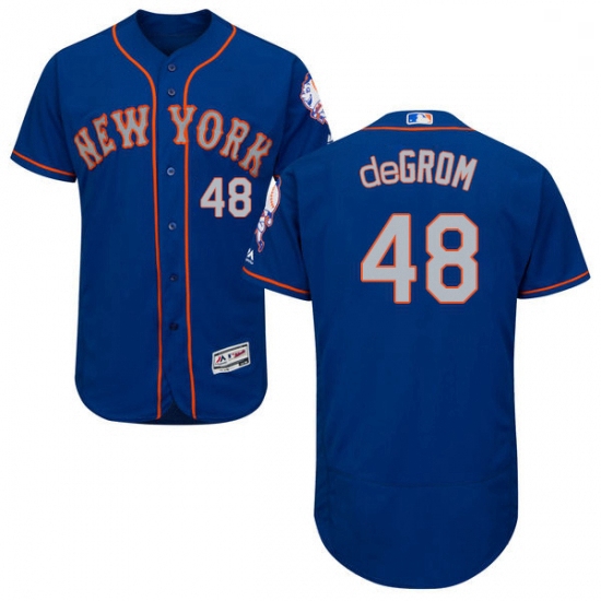 Mens Majestic New York Mets 48 Jacob deGrom RoyalGray Alternate Flex Base Authentic Collection MLB J