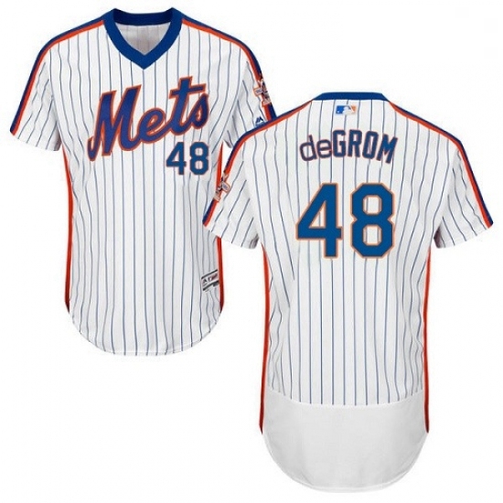 Mens Majestic New York Mets 48 Jacob deGrom White Alternate Flex Base Authentic Collection MLB Jerse