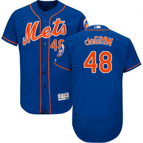 Mens Majestic New York Mets 48 Jacob deGrom Royal Blue Alternate Flex Base Authentic Collection MLB 