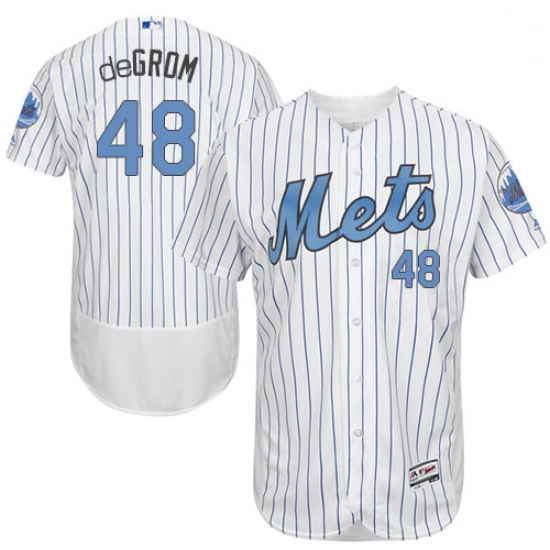 Mens Majestic New York Mets 48 Jacob deGrom Authentic White 2016 Fathers Day Fashion Flex Base MLB J