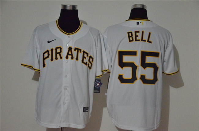 Pirates 55 Josh Bell White 2020 Nike Cool Base Jersey