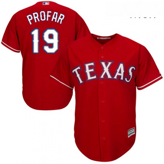 Mens Majestic Texas Rangers 19 Jurickson Profar Replica Red Alternate Cool Base MLB Jersey