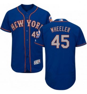 Mens Majestic New York Mets 45 Zack Wheeler RoyalGray Alternate Flex Base Authentic Collection MLB J