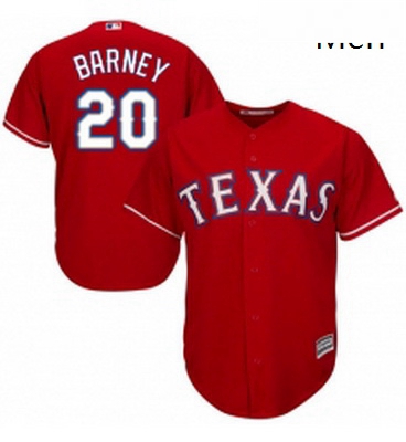 Mens Majestic Texas Rangers 20 Darwin Barney Replica Red Alternate Cool Base MLB Jersey