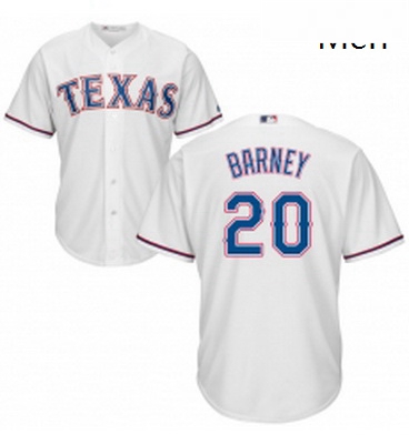 Mens Majestic Texas Rangers 20 Darwin Barney Replica White Home Cool Base MLB Jersey