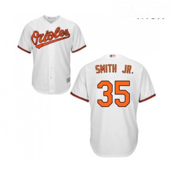 Mens Baltimore Orioles 35 Dwight Smith Jr Replica White Home Cool Base Baseball Jersey