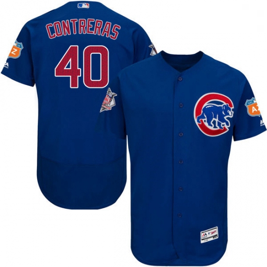 Mens Majestic Chicago Cubs 40 Willson Contreras Royal Blue Alternate Flexbase Authentic Collection M