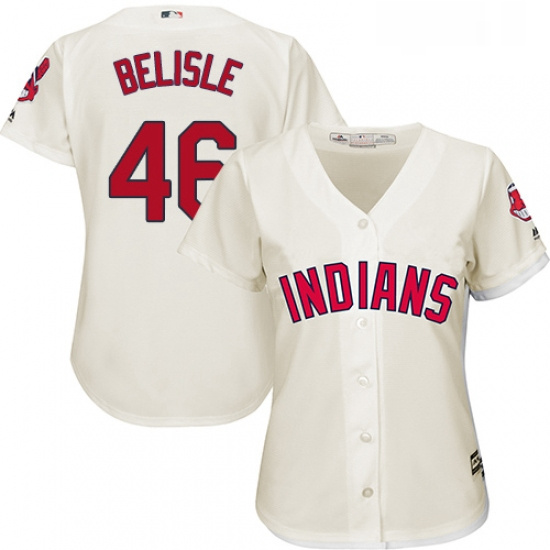 Womens Majestic Cleveland Indians 46 Matt Belisle Replica Cream Alternate 2 Cool Base MLB Jersey