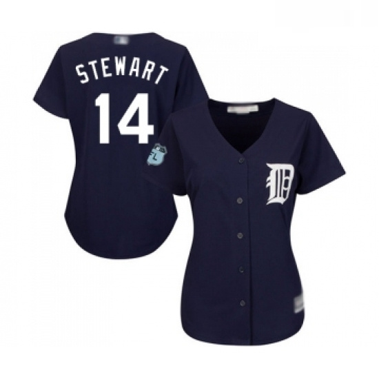 Womens Detroit Tigers 14 Christin Stewart Replica Navy Blue Alternate Cool Base Baseball Jersey