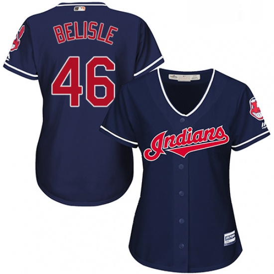 Womens Majestic Cleveland Indians 46 Matt Belisle Replica Navy Blue Alternate 1 Cool Base MLB Jersey