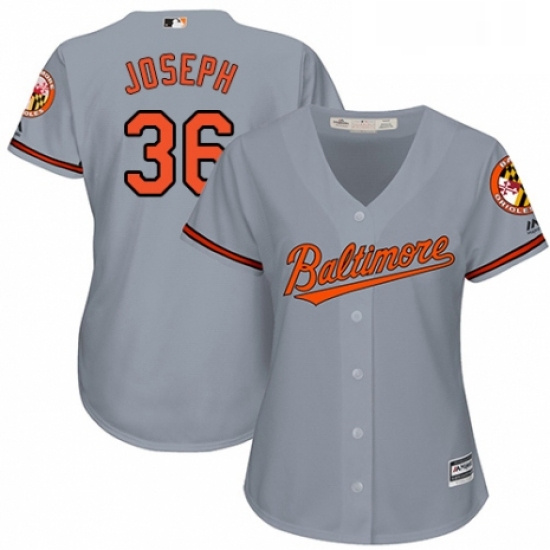 Womens Majestic Baltimore Orioles 36 Caleb Joseph Replica Grey Road Cool Base MLB Jersey