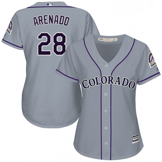 Womens Majestic Colorado Rockies 28 Nolan Arenado Authentic Grey Road Cool Base MLB Jersey