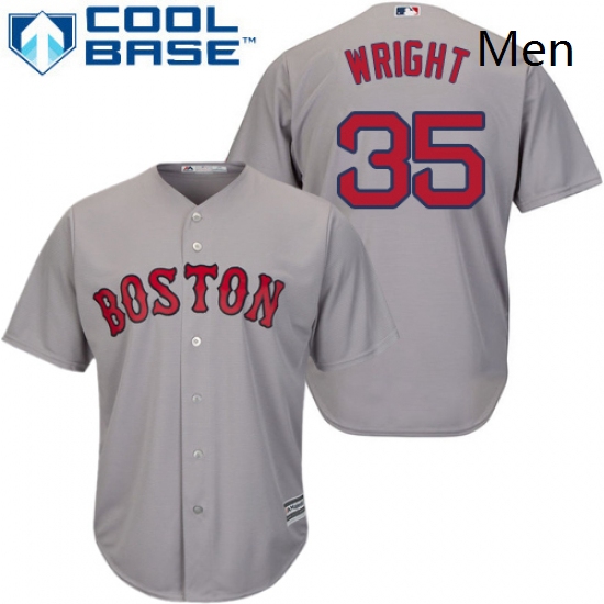 Mens Majestic Boston Red Sox 35 Steven Wright Replica Grey Road Cool Base MLB Jersey