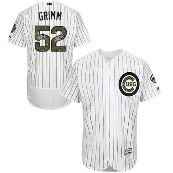 Mens Majestic Chicago Cubs 52 Justin Grimm Authentic White 2016 Memorial Day Fashion Flex Base MLB J