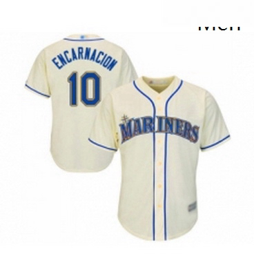 Mens Seattle Mariners 10 Edwin Encarnacion Replica Cream Alternate Cool Base Baseball Jersey