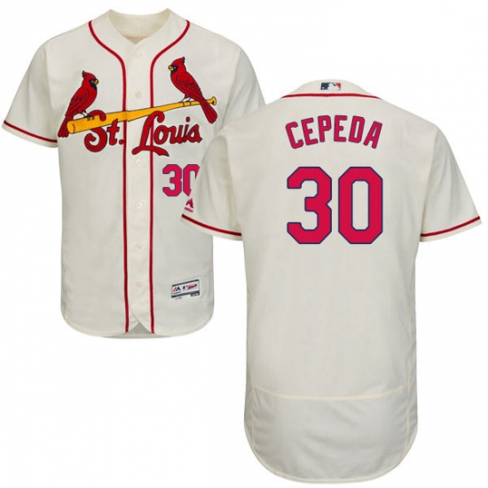 Mens Majestic St Louis Cardinals 30 Orlando Cepeda Cream Alternate Flex Base Authentic Collection ML