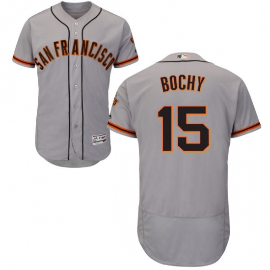 Mens Majestic San Francisco Giants 15 Bruce Bochy Grey Road Flex Base Authentic Collection MLB Jerse