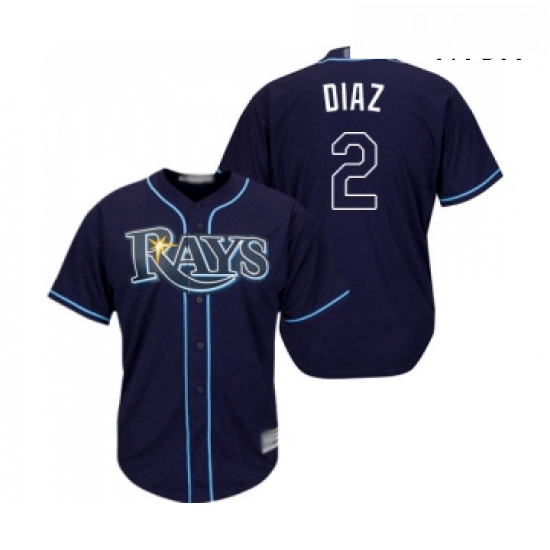 Mens Tampa Bay Rays 2 Yandy Diaz Replica Navy Blue Alternate Cool Base Baseball Jersey