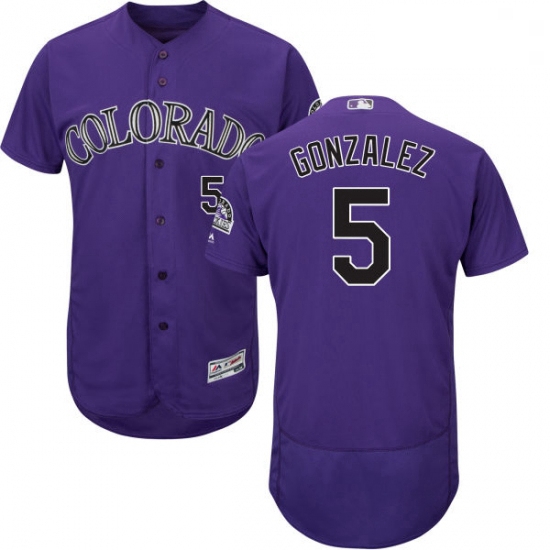 Mens Majestic Colorado Rockies 5 Carlos Gonzalez Purple Alternate Flex Base Authentic Collection MLB