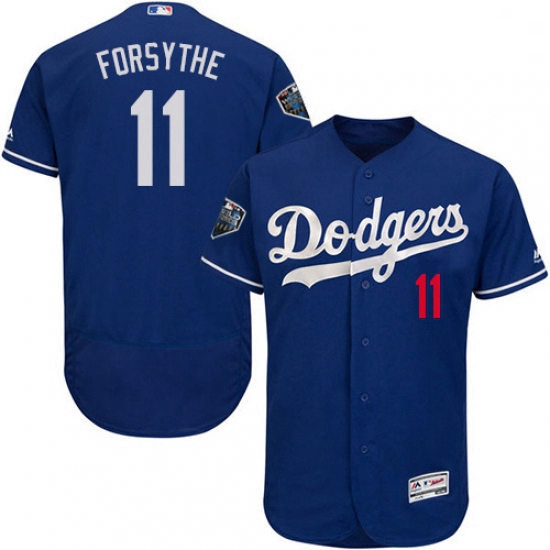 Mens Majestic Los Angeles Dodgers 11 Logan Forsythe Royal Blue Alternate Flex Base Authentic Collect