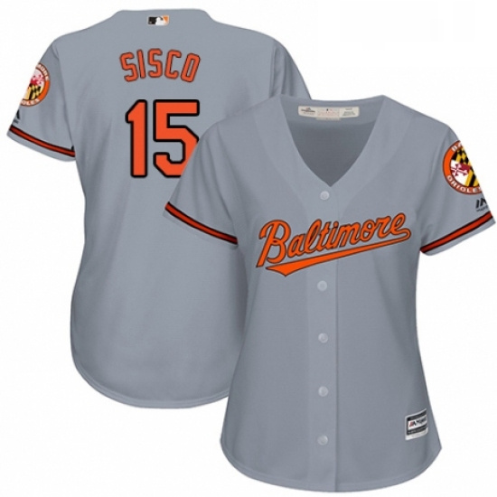 Womens Majestic Baltimore Orioles 15 Chance Sisco Authentic Grey Road Cool Base MLB Jersey