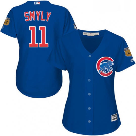 Womens Majestic Chicago Cubs 11 Drew Smyly Authentic Royal Blue Alternate MLB Jersey