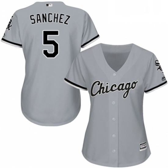 Womens Majestic Chicago White Sox 5 Yolmer Sanchez Replica Grey Road Cool Base MLB Jersey