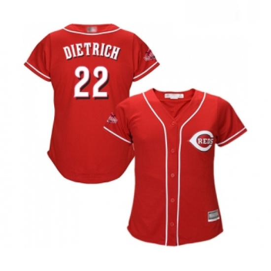 Womens Cincinnati Reds 22 Derek Dietrich Replica Red Alternate Cool Base Baseball Jersey