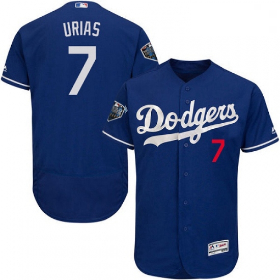 Mens Majestic Los Angeles Dodgers 7 Julio Urias Royal Blue Alternate Flex Base Collection 2018 World