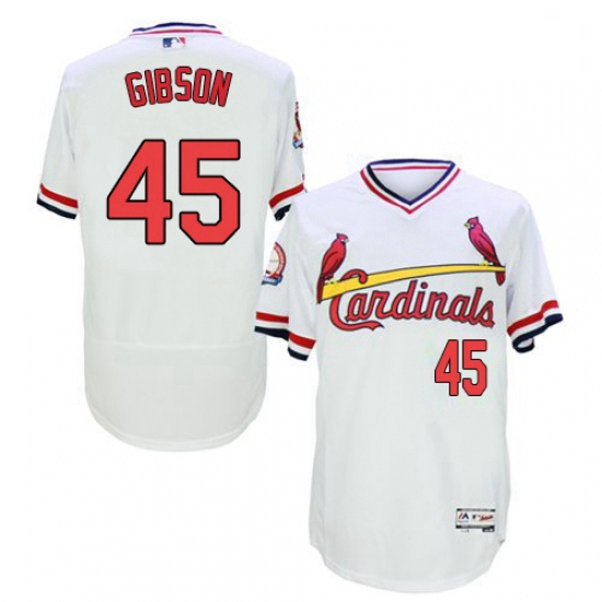 Mens Majestic St Louis Cardinals 45 Bob Gibson White Flexbase Authentic Collection Cooperstown MLB J